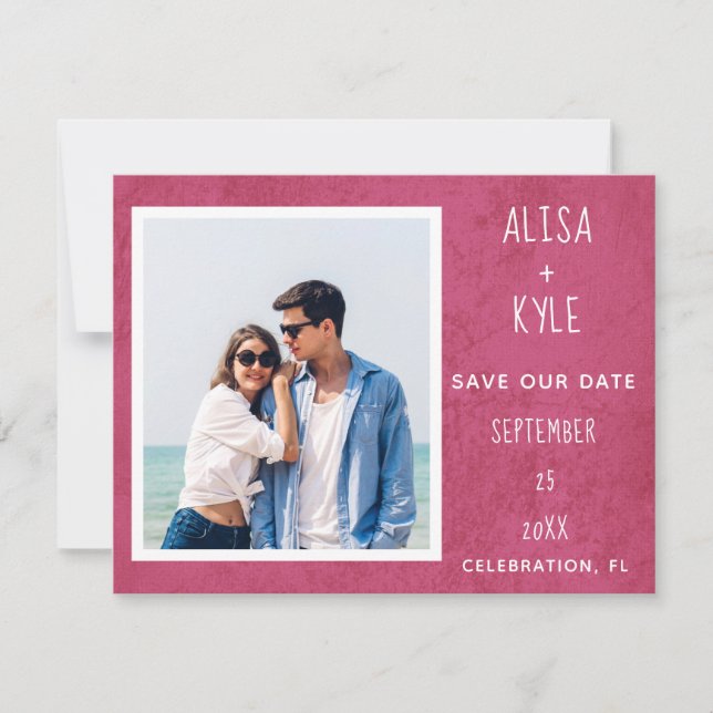 Magenta Modern Photo Save Date (Framsida)