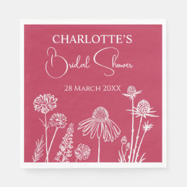 Magenta Möhippa för jokererad Blommigt Pappersservett