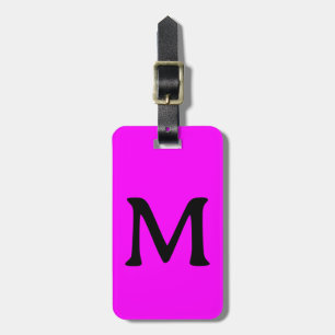 Magenta Monogram Anpassat Namn Färg Neon Rosa Bagagebricka