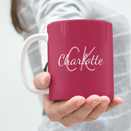 Magenta monogram initialer namn kaffemugg