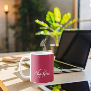 Magenta monogram initialer namn kaffemugg