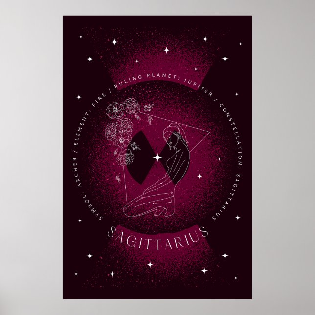 Magenta Mörk Sagittarius Poster Porträtt (Framsidan)