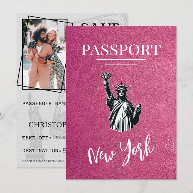 Magenta New York City Passport Spara datum Datumet (Fram/baksida)