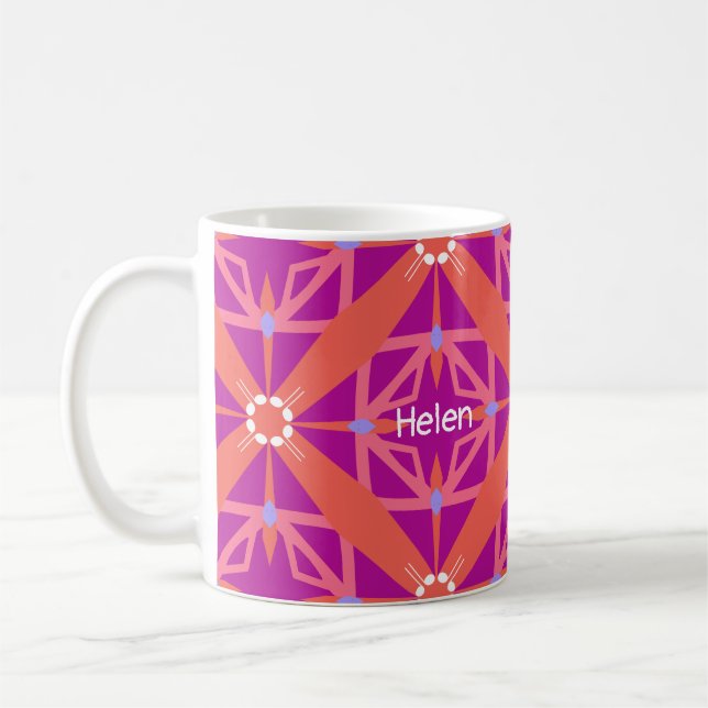 Magenta Nyckel Life Kaleidoscope Monogram Kaffemugg (Vänster)