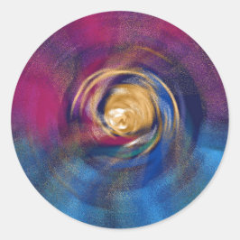 Magenta och Blue Spiral Golden Vortex of Hope Runt Klistermärke