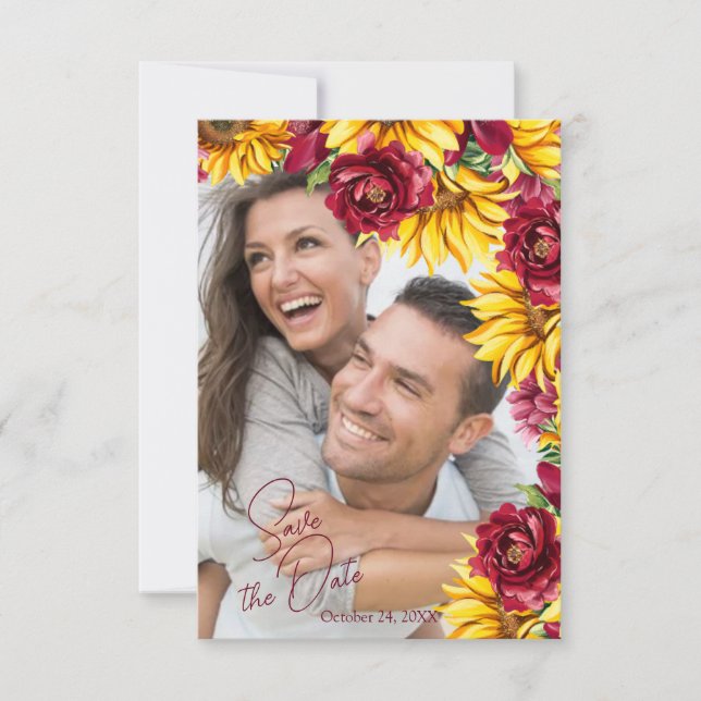 Magenta och Bröllop spara datum-kort för gyllene Spara Datumet (Framsida)