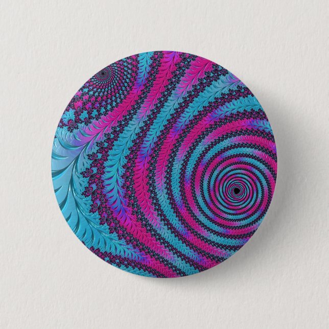 Magenta och Cyan Spiral Knapp (Framsida)