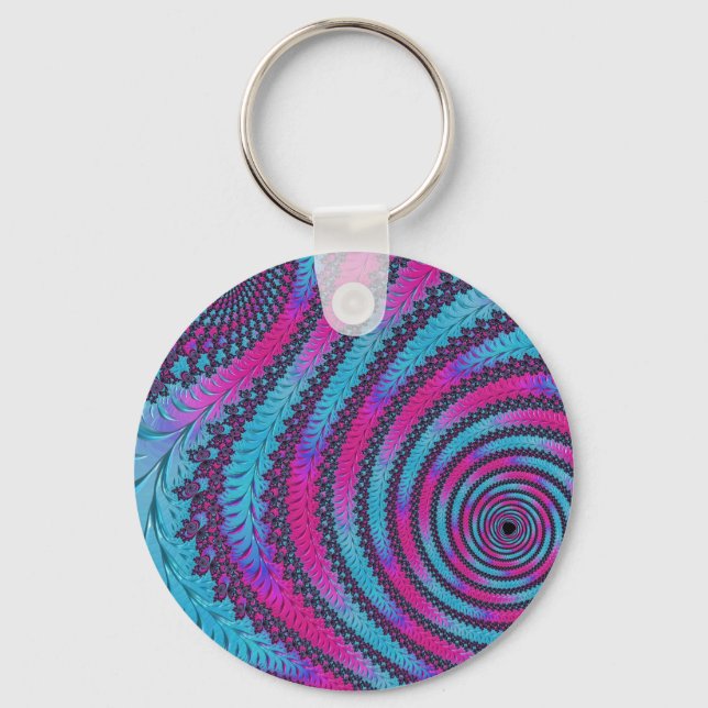 Magenta och Cyan Spiral Nyckelring (Framsida)