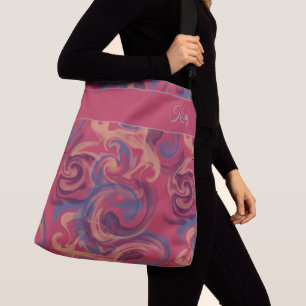 Magenta och färgstark swirling Vattenfärg Krossdel Axelväska