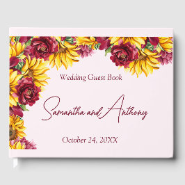 Magenta och Golden Gult Bröllop Gästböcker