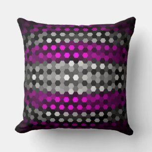 Magenta och Grått Hexagons Mönster Kudde