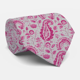 Magenta och Grått Paisley Slips