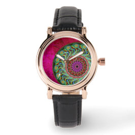 Magenta och Grönt Mandala Watch Armbandsur