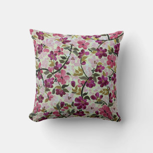 Magenta- och Rosa Blommigt - målardesign Kudde