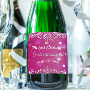 Magenta och Silver Elegant Shimmery Quinceañera