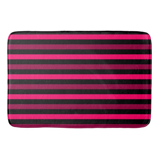 Magenta och svart Rand Bath Mat Badrumsmatta (Framsidan)