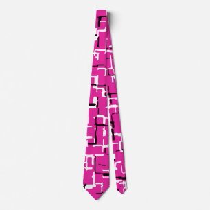 Magenta och Svartvit Abstrakt Mönster Slips