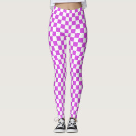 Magenta- och vitstyrda spandex-lager leggings