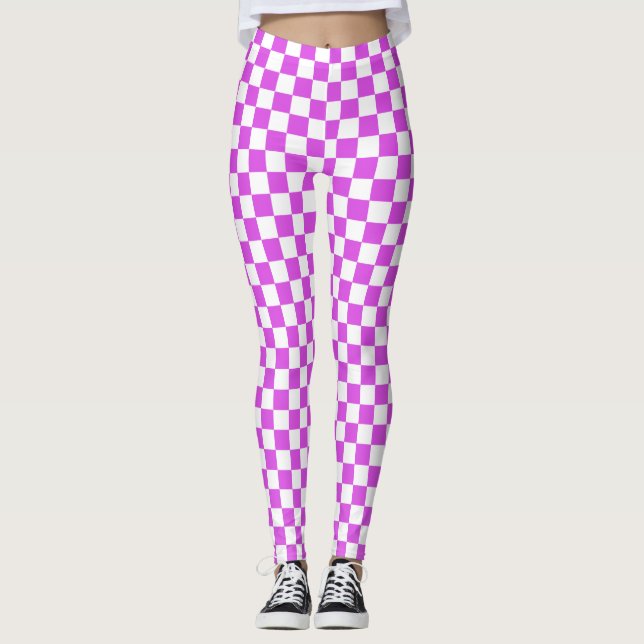 Magenta- och vitstyrda spandex-lager leggings (Framsida)