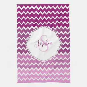 Magenta Ombre Chevron Kitchen Towel Kökshandduk