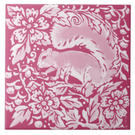 Magenta Ornate Squirrel Woodland Animal Natature Kakelplatta