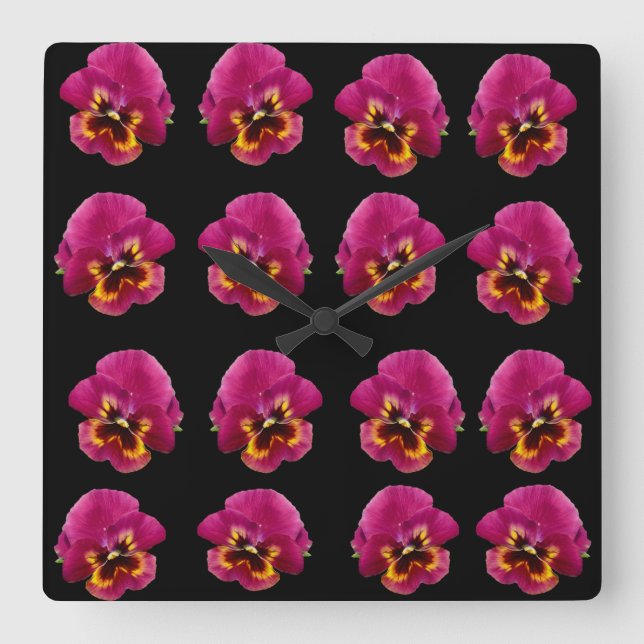 Magenta på svarta, fyrkantig klocka (Framsida)