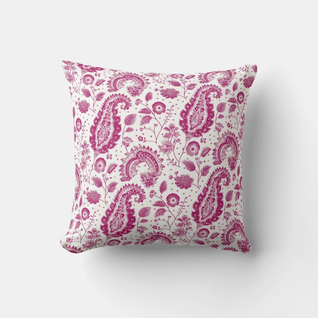 Magenta Paisley Mönster Kudde (Framsida)