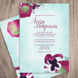 Magenta Pansies bröllopsinbjudan Inbjudningar