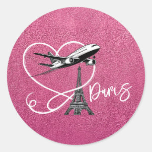 Magenta Paris-pass Runt Klistermärke