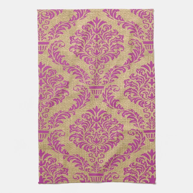 Magenta Parisian Moods Damask Kökshandduk (Vertikal)