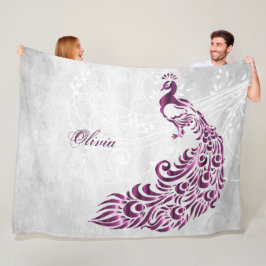 Magenta Peacock Personlig Fleece Blanket