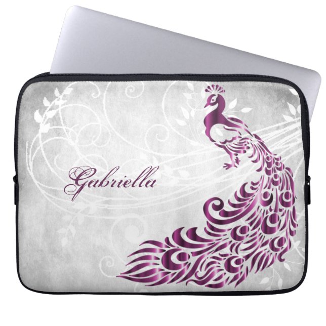 Magenta Peacock Personlig Laptop sleeve (Framsidan)