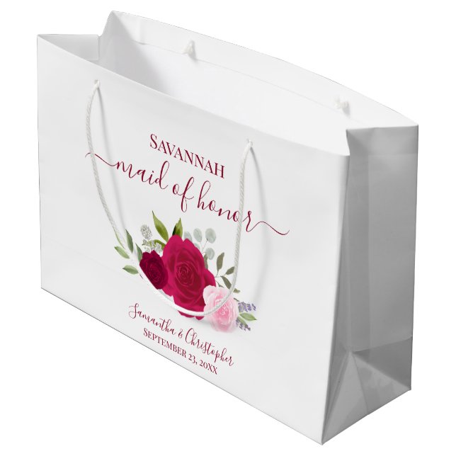 Magenta & Pink Boho Roses Wedding Maid of Honor (Baksidan Vinklad)