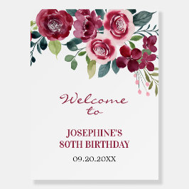 Magenta Pink Rose Floral Botanical Birthday