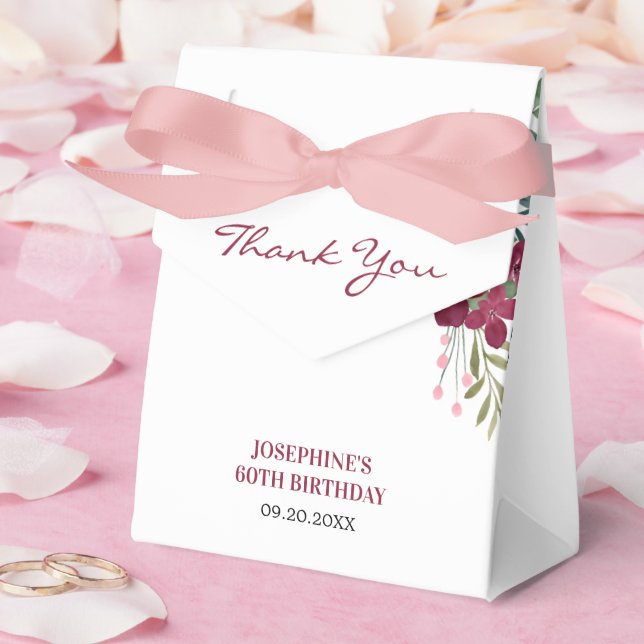 Magenta Pink Rose Floral Botanical Birthday Presentaskar (Bröllop)