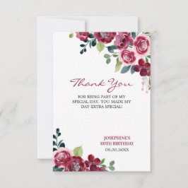 Magenta Pink Rose Floral Greenery Birthday Tack Kort