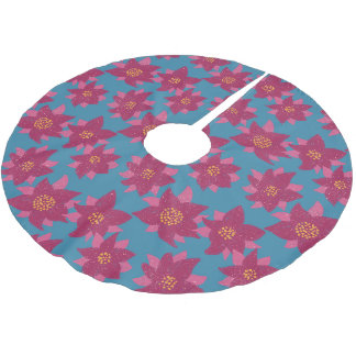 Magenta Poinsettia Teal Julskärp Julgransmatta Borstad Polyester