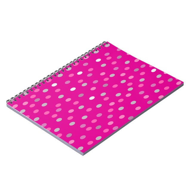 Magenta Polka dots Anteckningsbok (Vänstra Sidan)