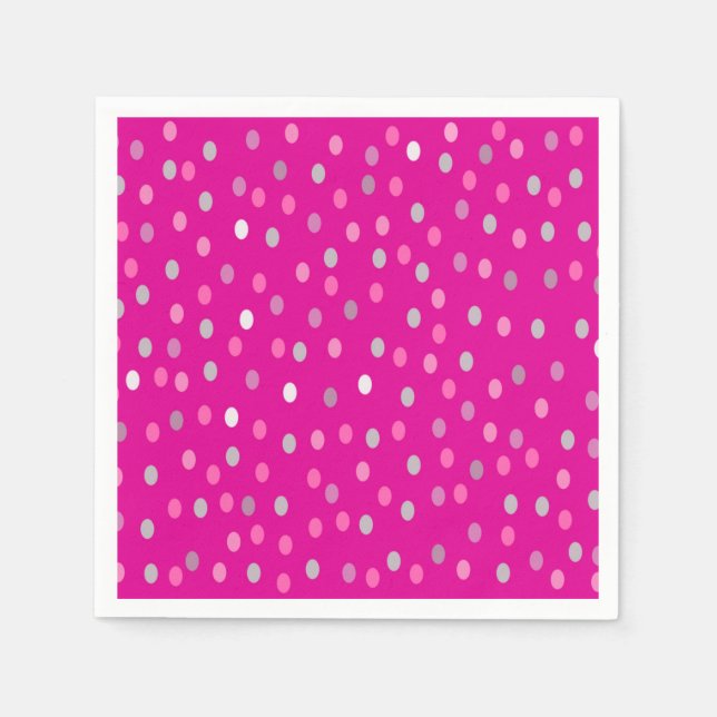 Magenta Polka dots Pappersservett (Framsidan)