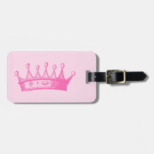 Magenta Princess Krona på Rosa Background Bagagebricka