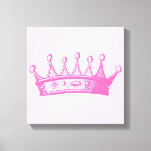Magenta Princess Krona på Rosa Background Canvastryck