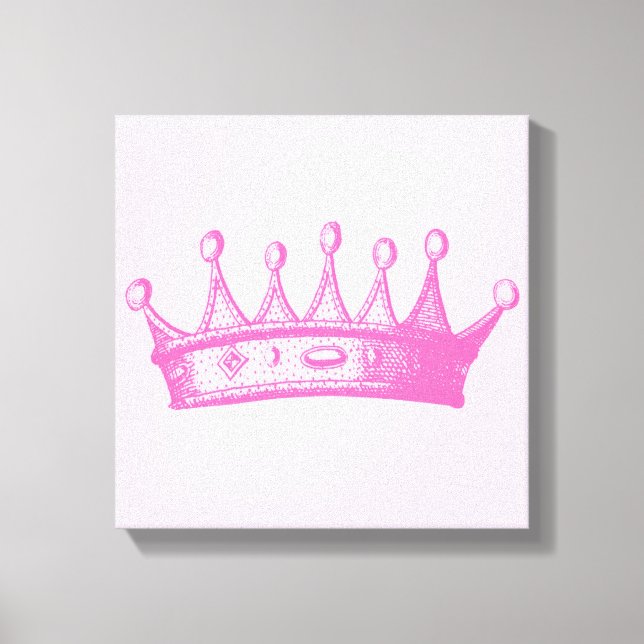 Magenta Princess Krona på Rosa Background Canvastryck (Framsida)