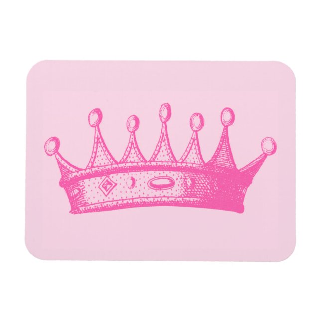 Magenta Princess Krona på Rosa Background Magnet (Horisontell)