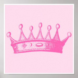 Magenta Princess Krona på Rosa Background Poster