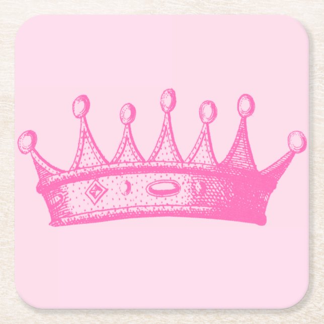 Magenta Princess Krona på Rosa Background Underlägg Papper Kvadrat (Framsidan)