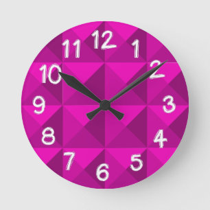 Magenta Pyramids Rund Klocka