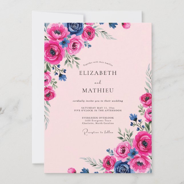 Magenta Radiant Summer Wedding Inbjudningar (Framsida)