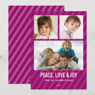 Magenta Rand Triple Photo Helgdag Card Julkort