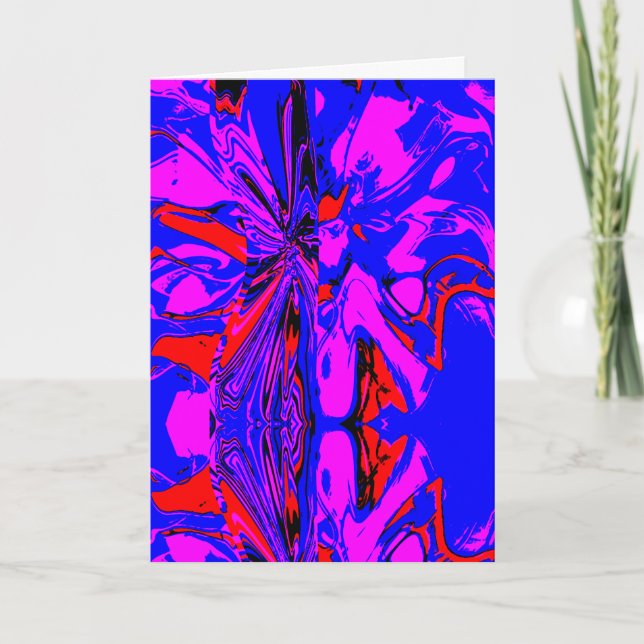 Magenta Red Black Blue Fantasy Flower med Figur Kort (Framsida)