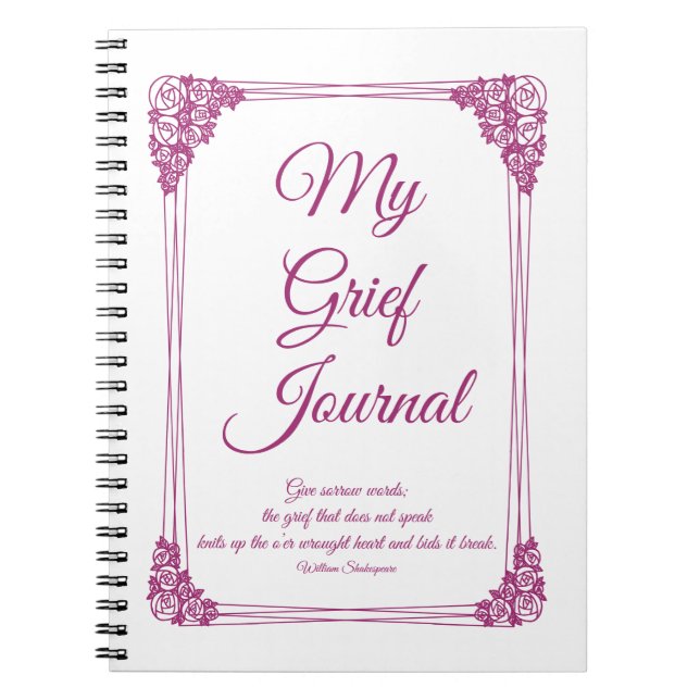 Magenta Ro Cluster Gräns Grief Journal Anteckningsbok (Framsidan)